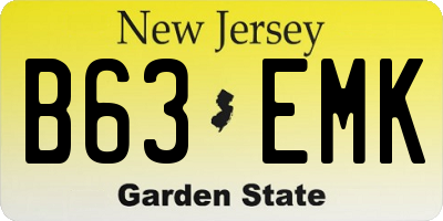 NJ license plate B63EMK