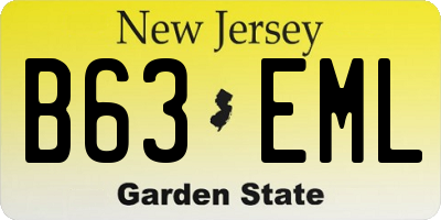 NJ license plate B63EML