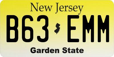 NJ license plate B63EMM