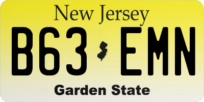NJ license plate B63EMN