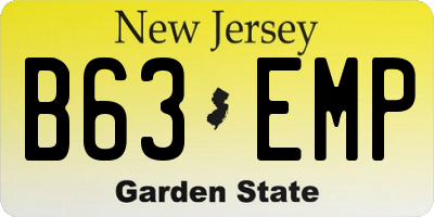 NJ license plate B63EMP