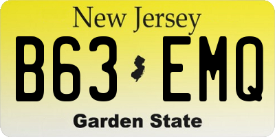 NJ license plate B63EMQ
