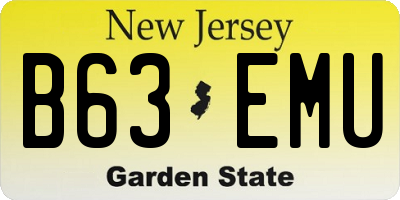 NJ license plate B63EMU