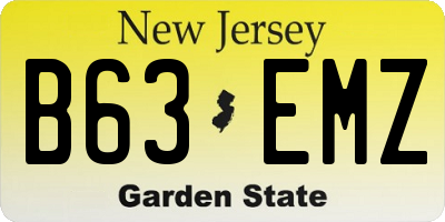 NJ license plate B63EMZ