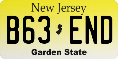 NJ license plate B63END
