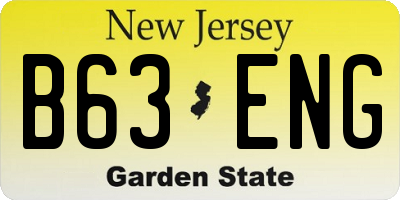 NJ license plate B63ENG