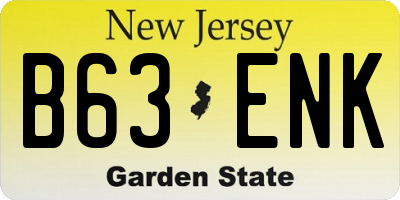 NJ license plate B63ENK