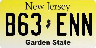 NJ license plate B63ENN