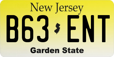 NJ license plate B63ENT