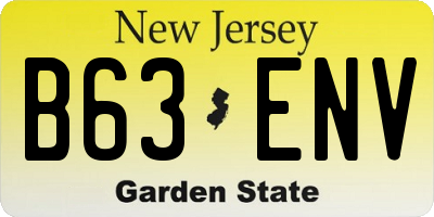 NJ license plate B63ENV