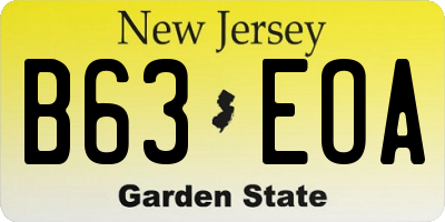 NJ license plate B63EOA