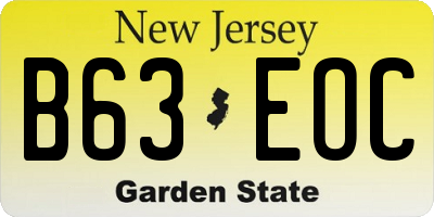 NJ license plate B63EOC