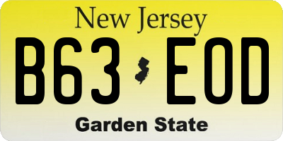 NJ license plate B63EOD