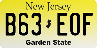 NJ license plate B63EOF