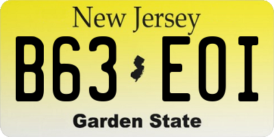 NJ license plate B63EOI