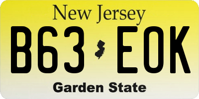 NJ license plate B63EOK