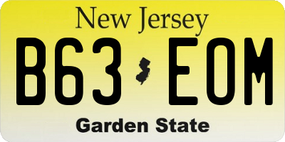 NJ license plate B63EOM