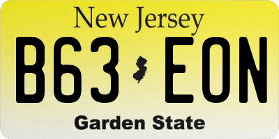 NJ license plate B63EON