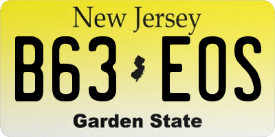NJ license plate B63EOS