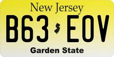 NJ license plate B63EOV