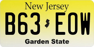 NJ license plate B63EOW