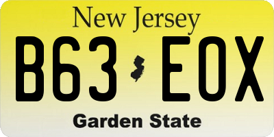 NJ license plate B63EOX
