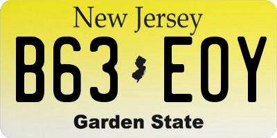 NJ license plate B63EOY