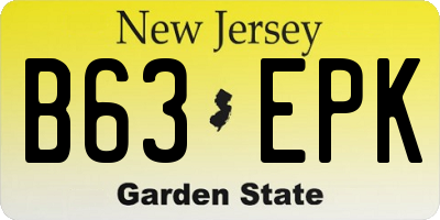 NJ license plate B63EPK