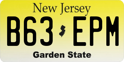 NJ license plate B63EPM