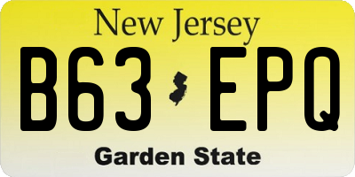 NJ license plate B63EPQ