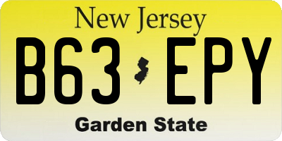 NJ license plate B63EPY