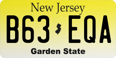 NJ license plate B63EQA