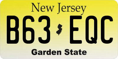 NJ license plate B63EQC
