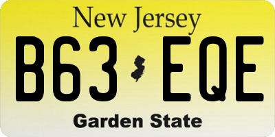 NJ license plate B63EQE
