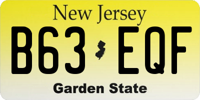 NJ license plate B63EQF