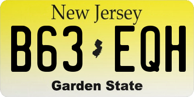 NJ license plate B63EQH