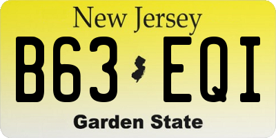 NJ license plate B63EQI
