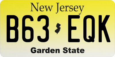 NJ license plate B63EQK