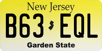 NJ license plate B63EQL