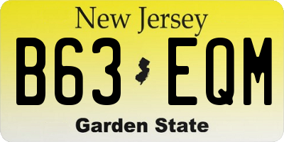 NJ license plate B63EQM