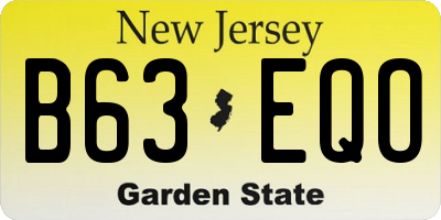 NJ license plate B63EQO