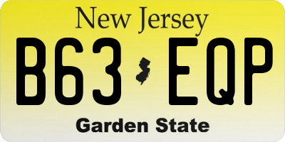 NJ license plate B63EQP