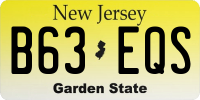 NJ license plate B63EQS