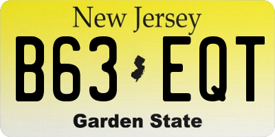 NJ license plate B63EQT