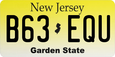 NJ license plate B63EQU
