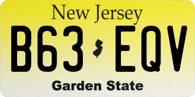 NJ license plate B63EQV