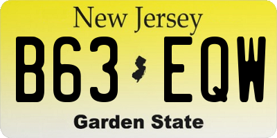 NJ license plate B63EQW
