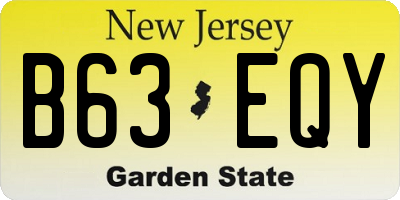 NJ license plate B63EQY