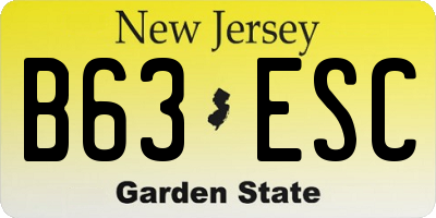 NJ license plate B63ESC