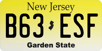 NJ license plate B63ESF